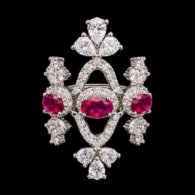 Red Ruby Zircon Bridal Jewelry Set 6