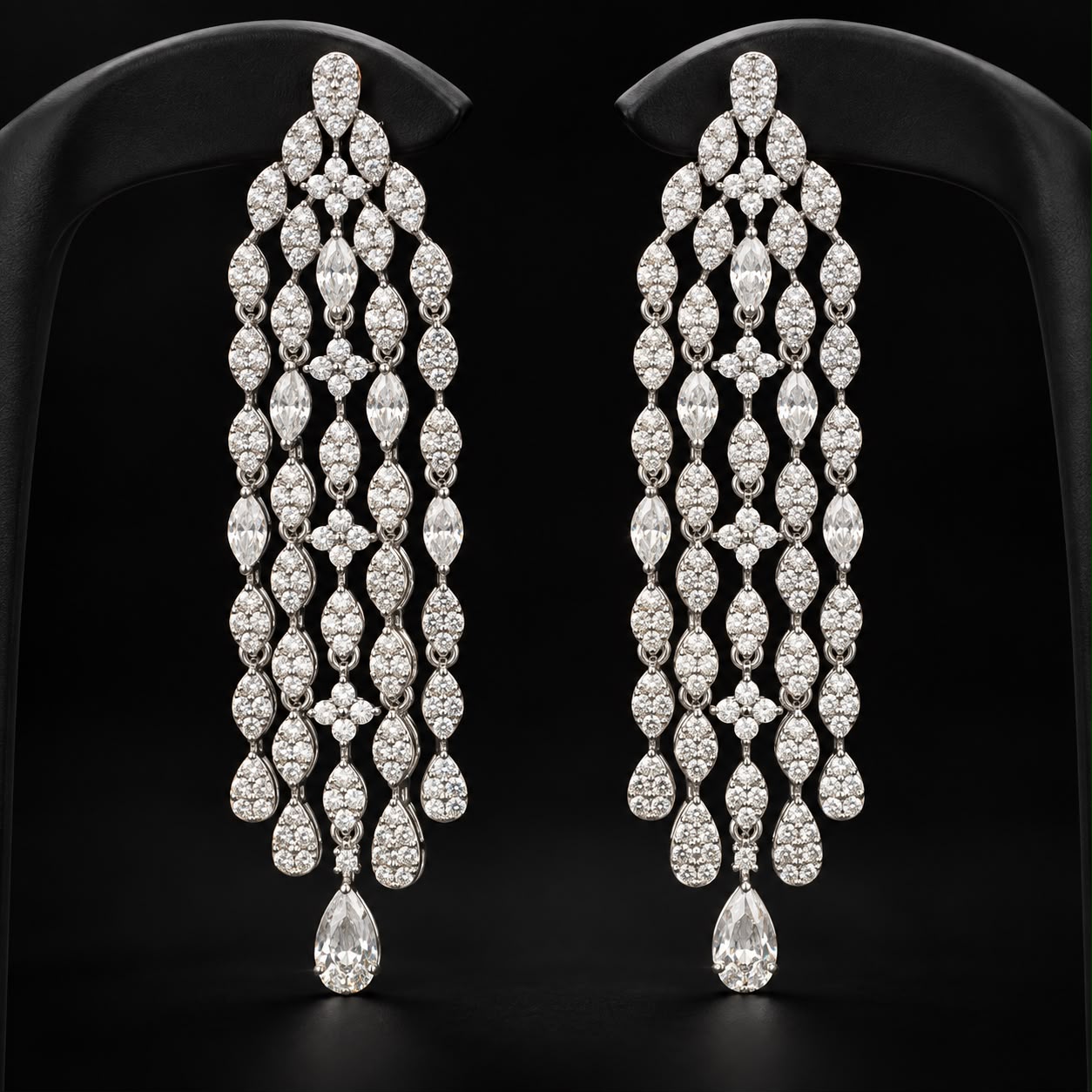  Floral Chandelier Zircon Earrings