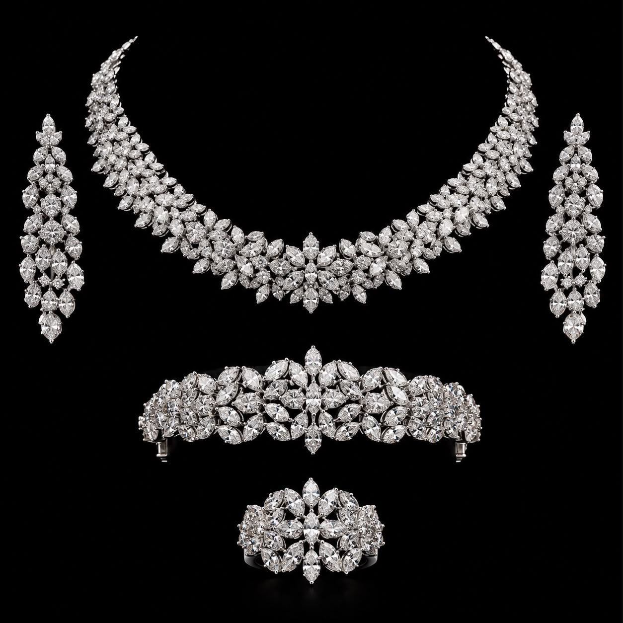 Blossom Zircon Necklace Set
