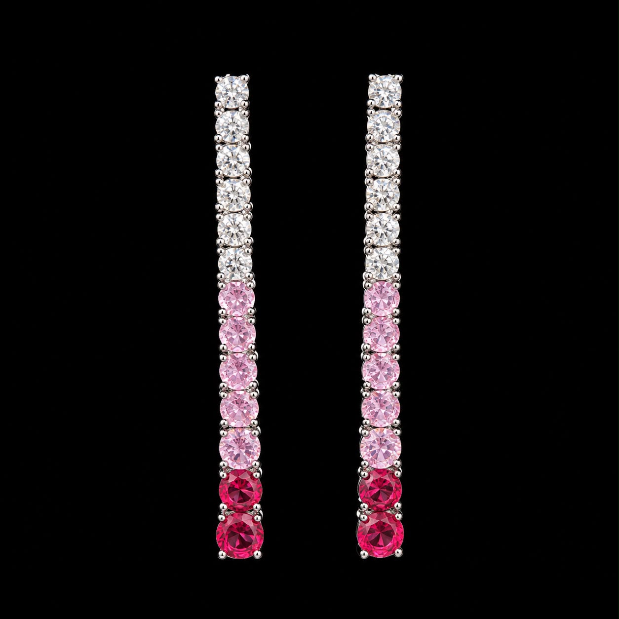 Pink & Red Gradient Zircon Tennis Jewellery Set 4