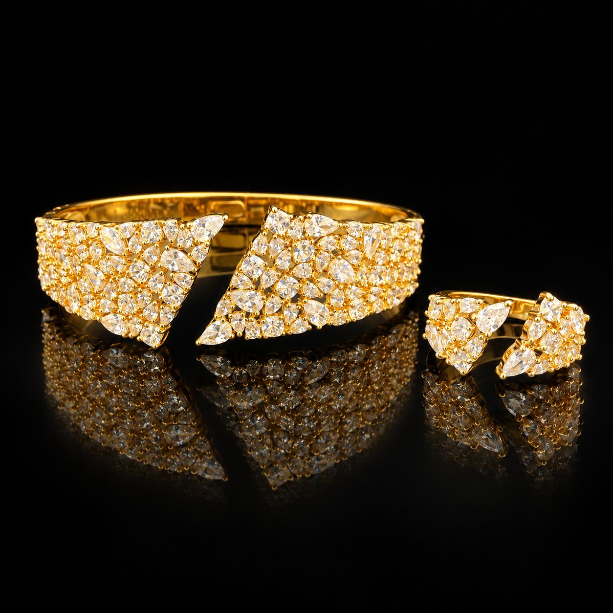  Asymmetric Zircon Bangle & Ring Set 3