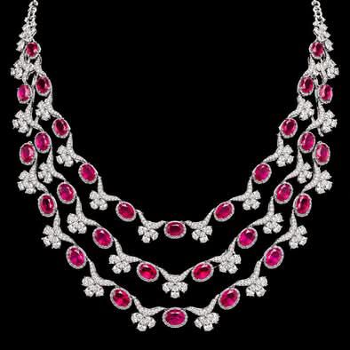 Red Ruby Zircon Bridal Jewelry Set 3