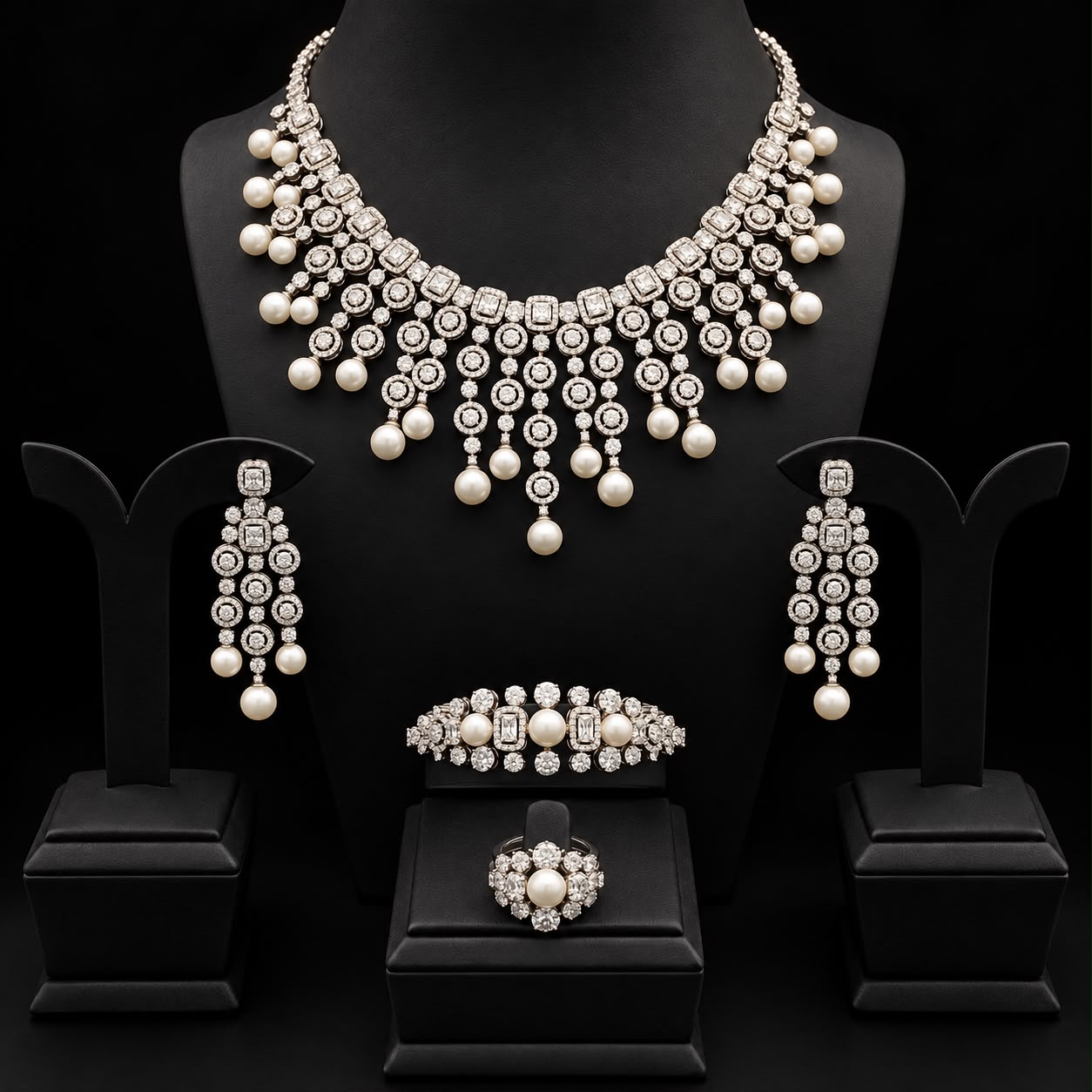 Pearl Glow Zircon Jewellery Set