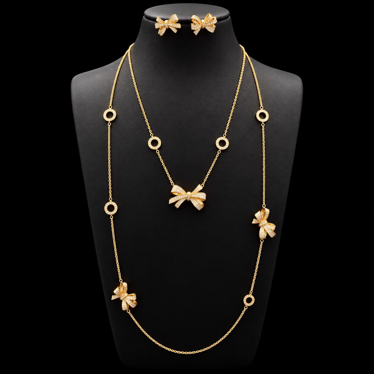 Ribbon Grace Long Chain Zircon Set 