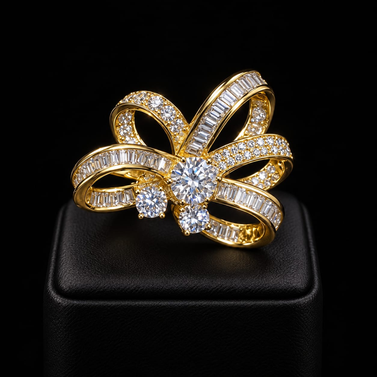 Golden Bow Ribbon Cubic Zircon Jewellery Set 6