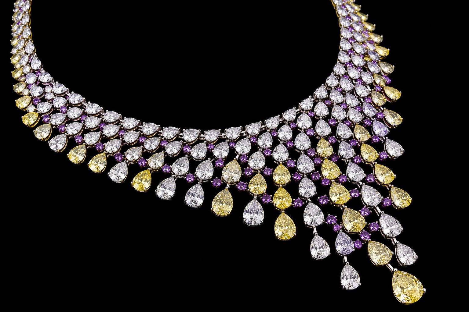 Amethyst & Canary Yellow Bridal Jewellery Set 3