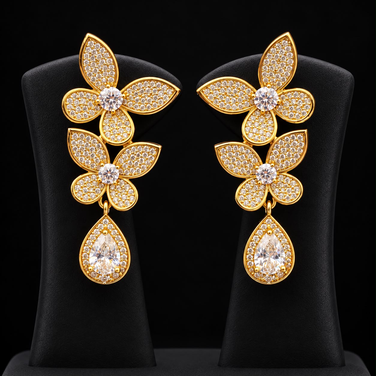 Floral Charm Zircon Choker Set 3