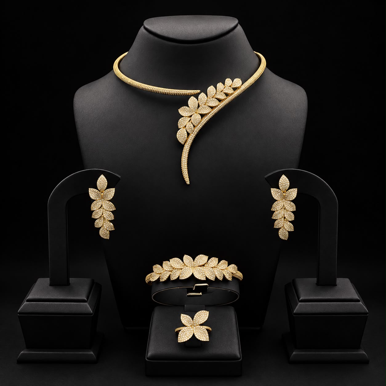  Flower Melody Zircon Choker Set