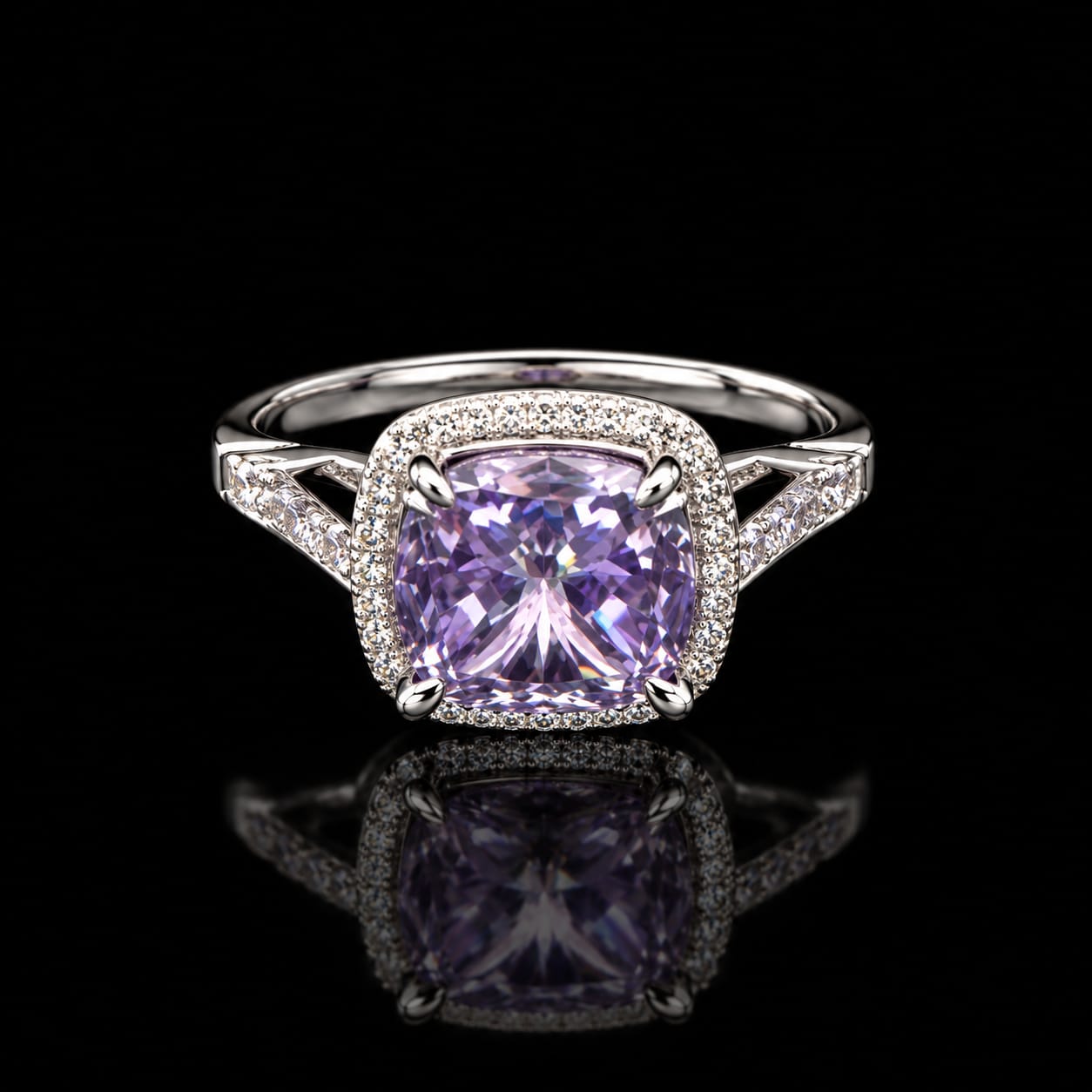 Blush Radiance Cushion Cut Halo Ring 3