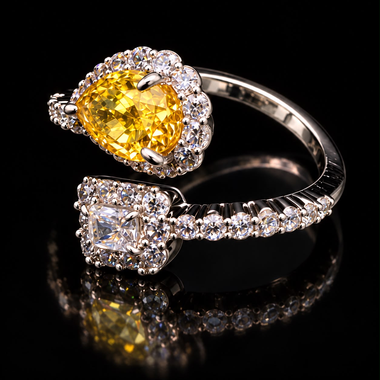 Dual Gemstone Open Zircon Ring 4