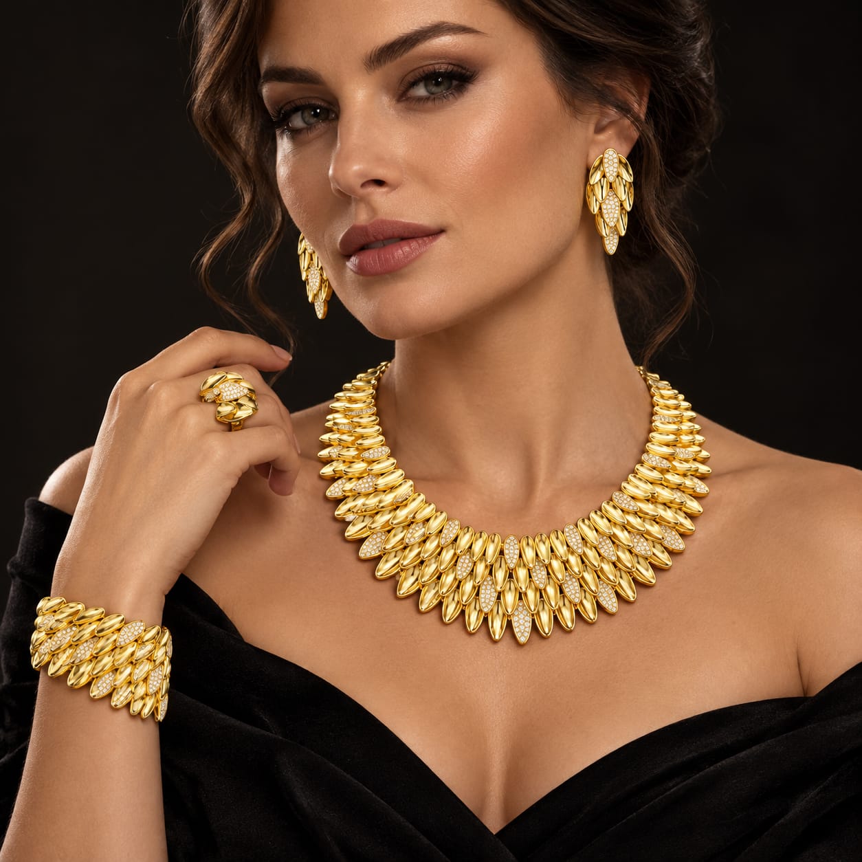 Golden Eternity Zircon Bridal Set