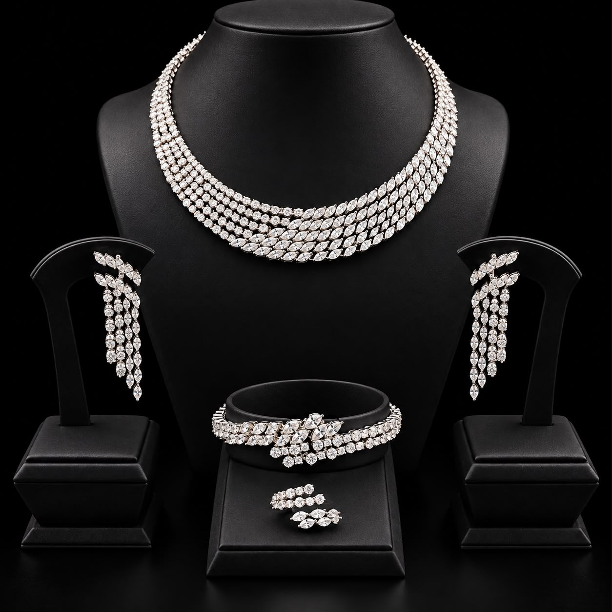 Lumina Silver-Tone Zircon Statement Set