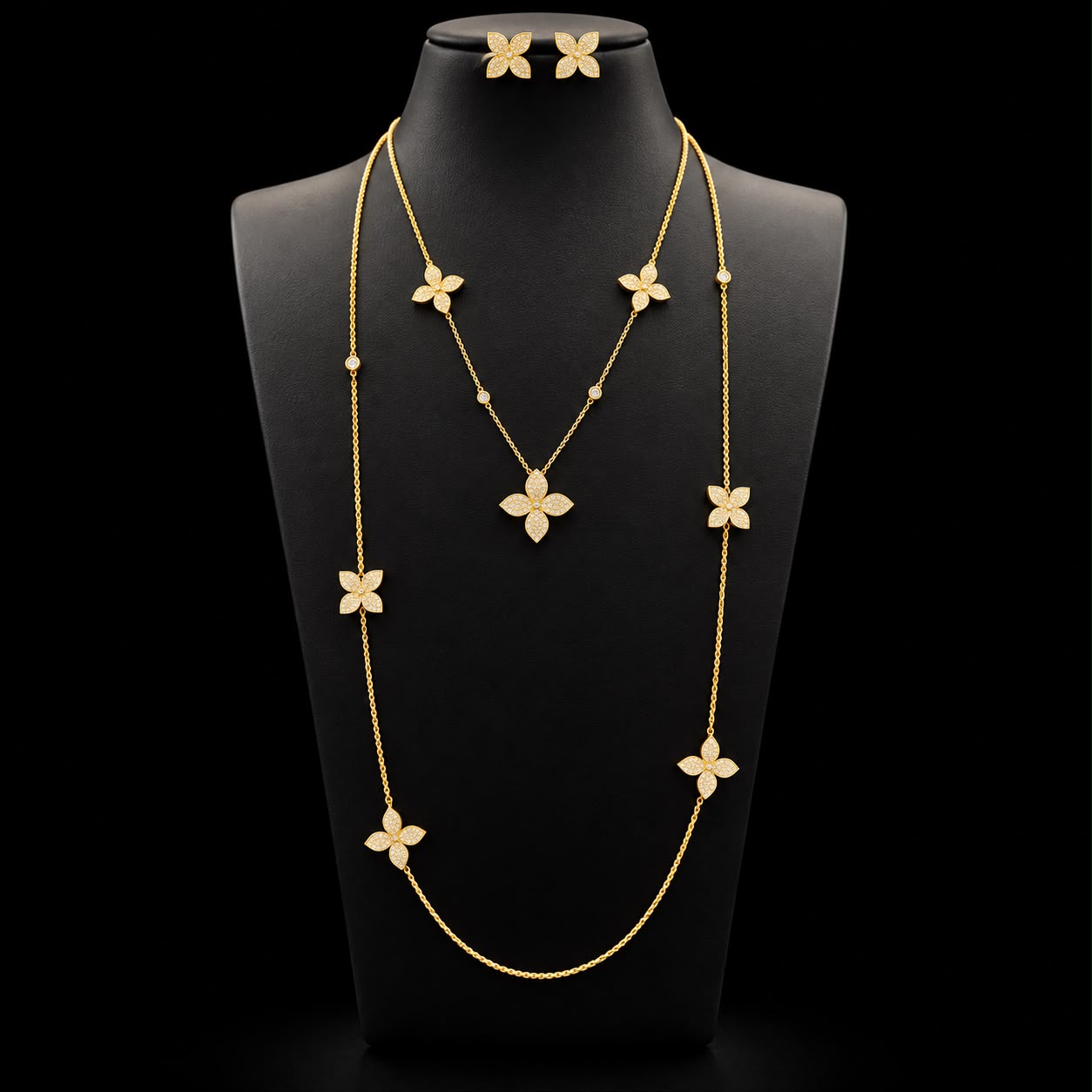 Floral Grace Long Chain Zircon Set 2