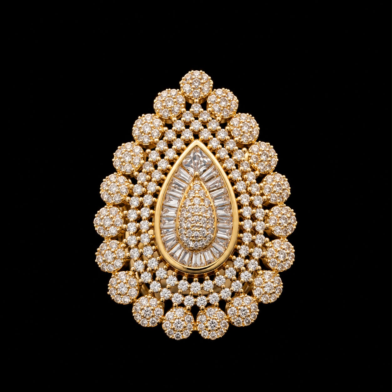 Royal Pear Cluster Zircon statement ring 3