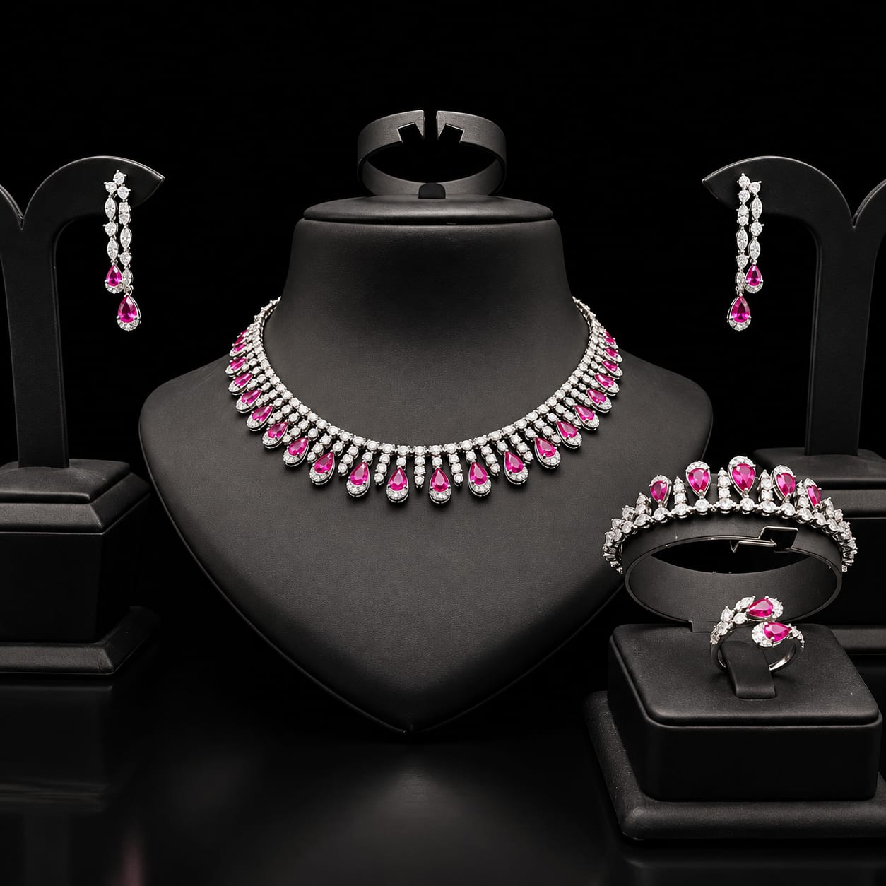 Royal Teardrop Zircon Statement Jewellery Set 2