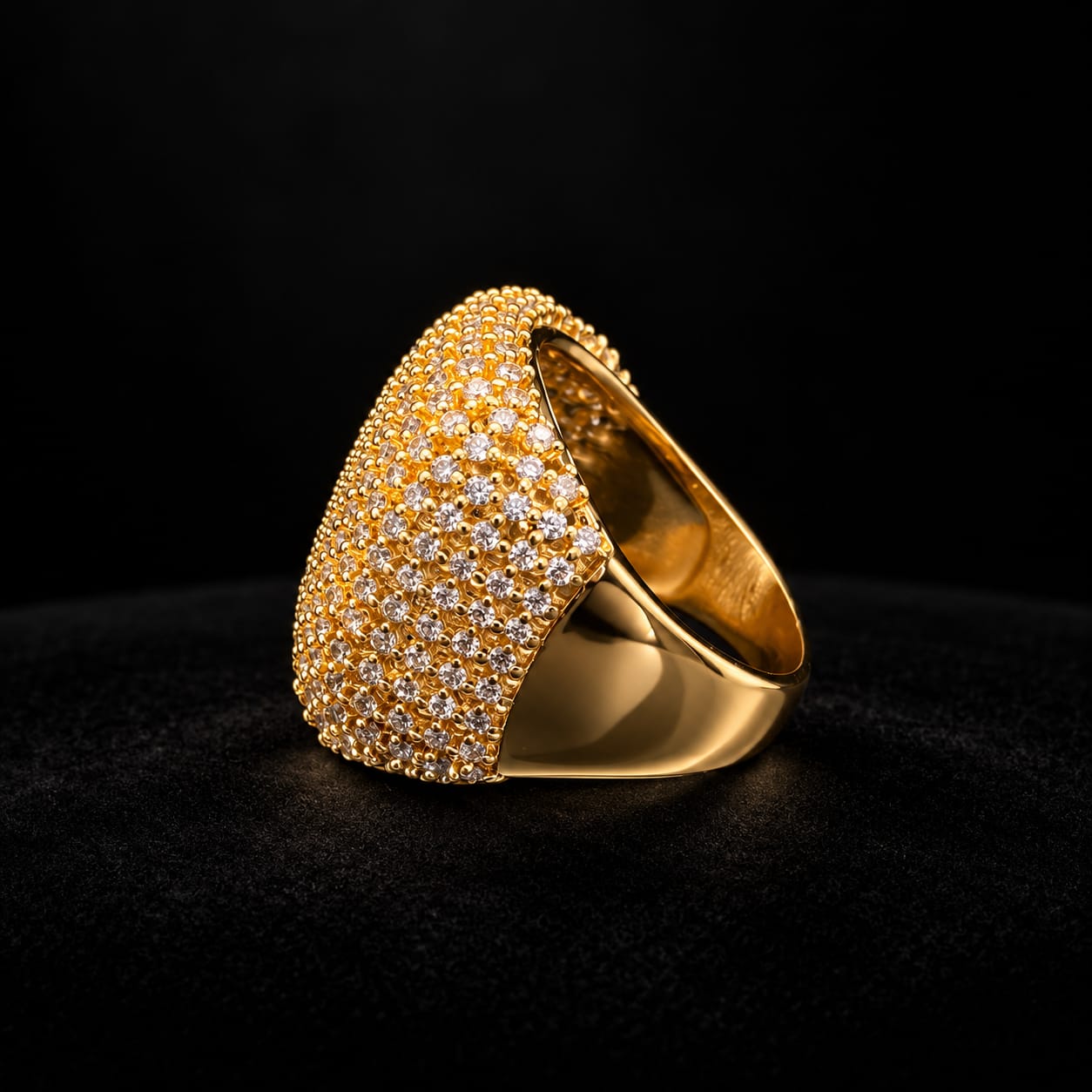 Square Mesh Zircon Ring (Silver & Gold) 2