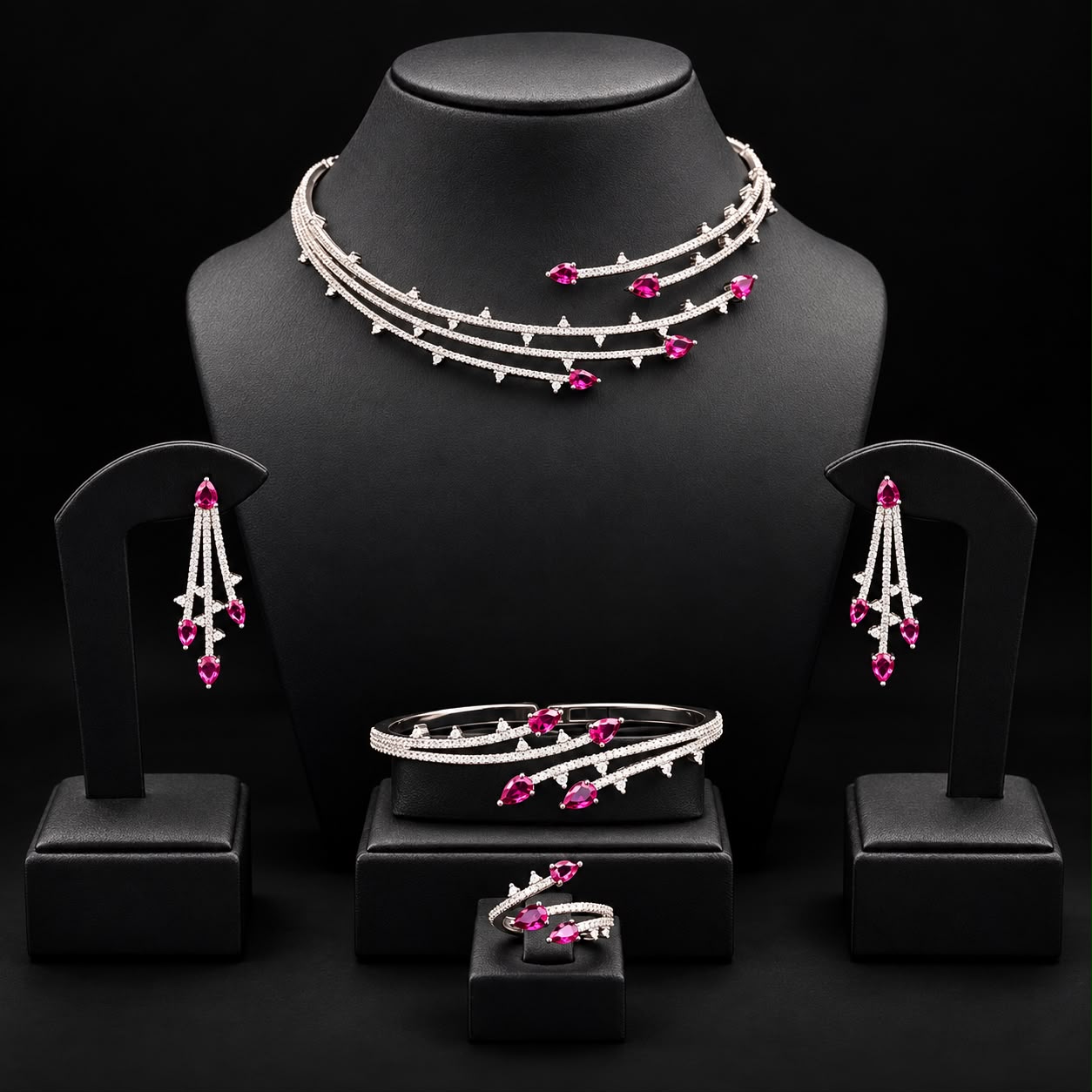 Pink Waves Zircon Choker Set