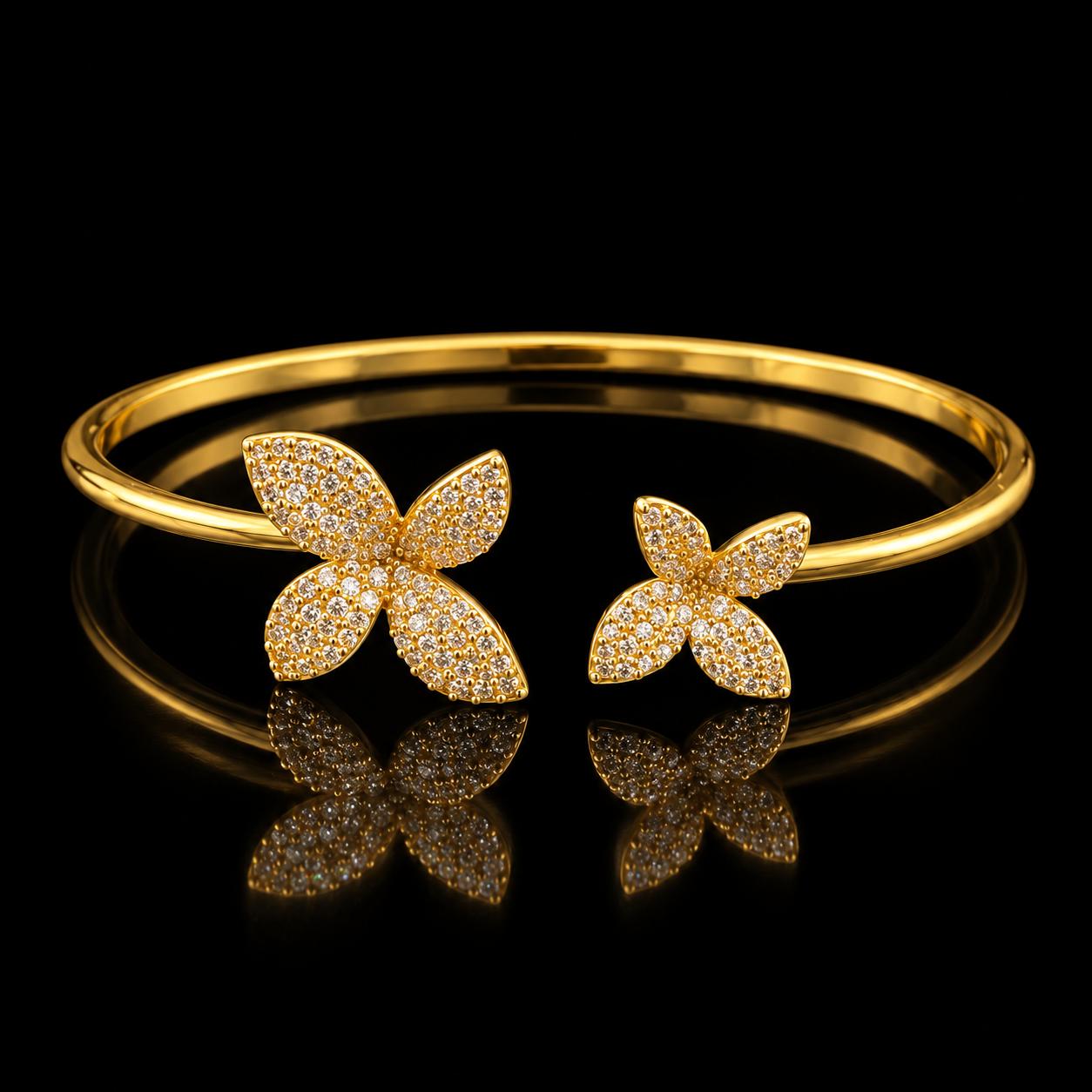 Blossom Duo Zircon Bangle & Ring Set 2