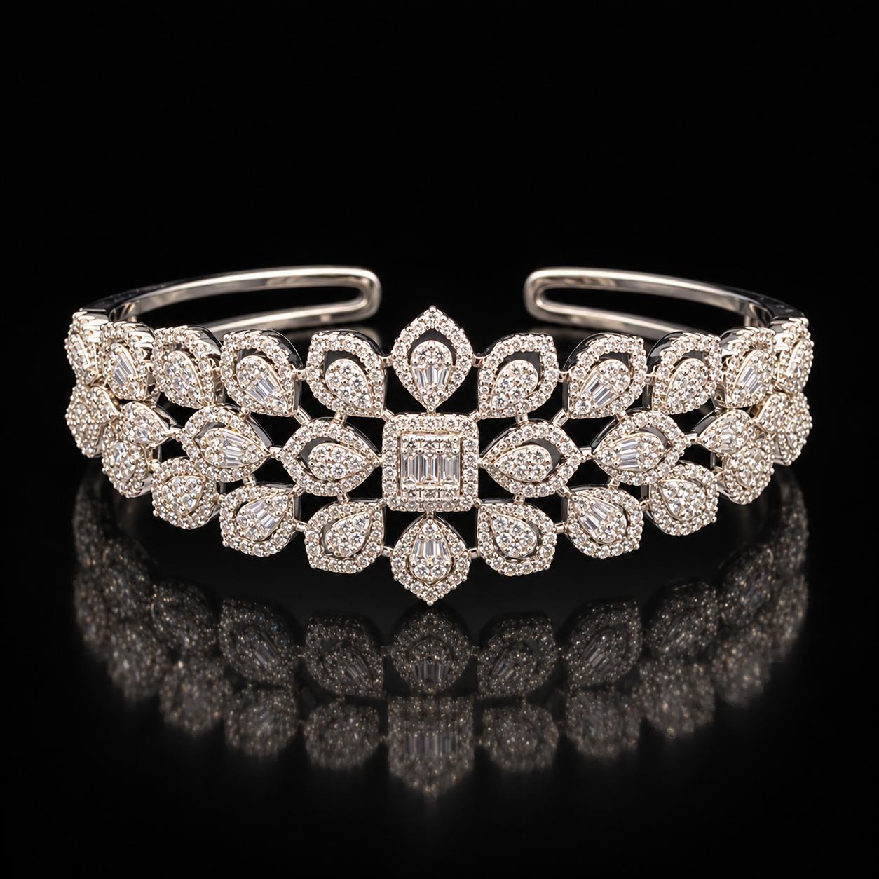 Royal Petal Zircon Bangle & Ring Set 2