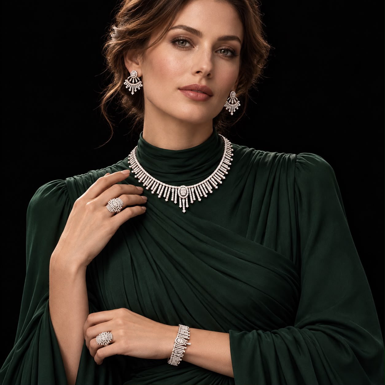 Sunburst Zircon Statement Necklace Set