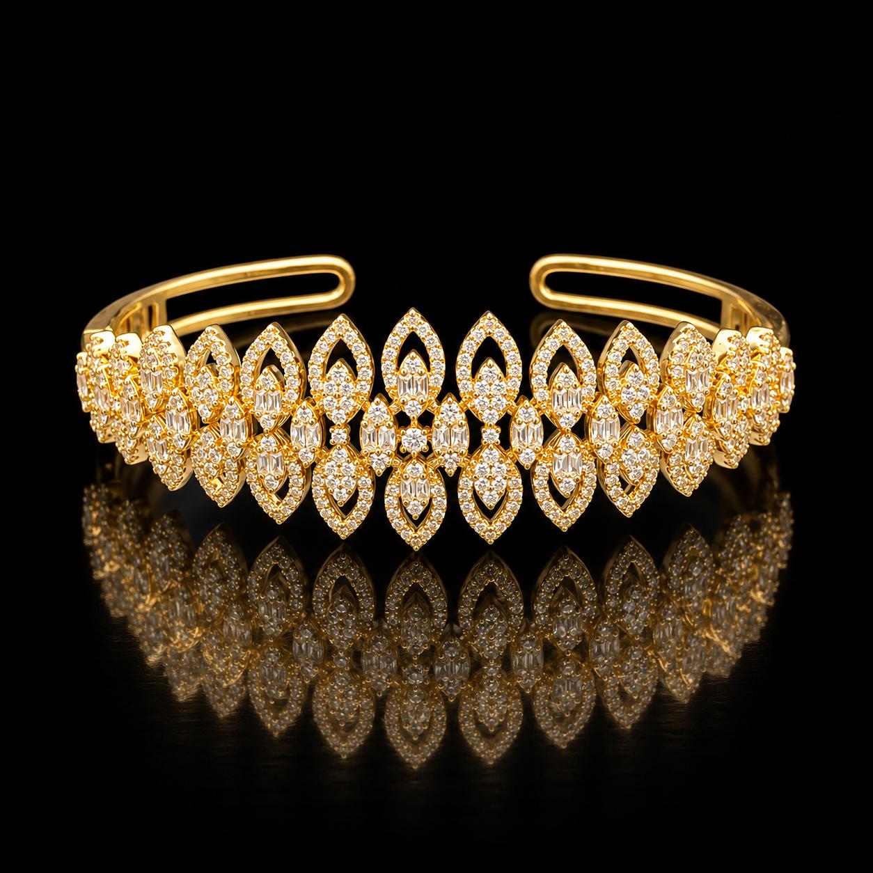 Leaf Lace Zircon Bangle & Ring Set 2