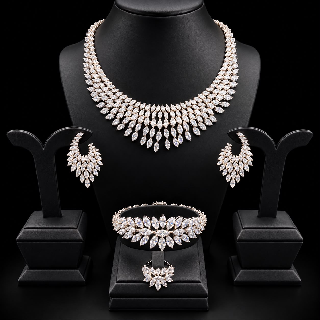 Lumina Marquise Cluster Zircon Bridal Set 2