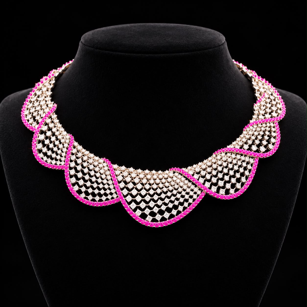 Fuchsia Wave Zircon Statement Jewellery Set 3