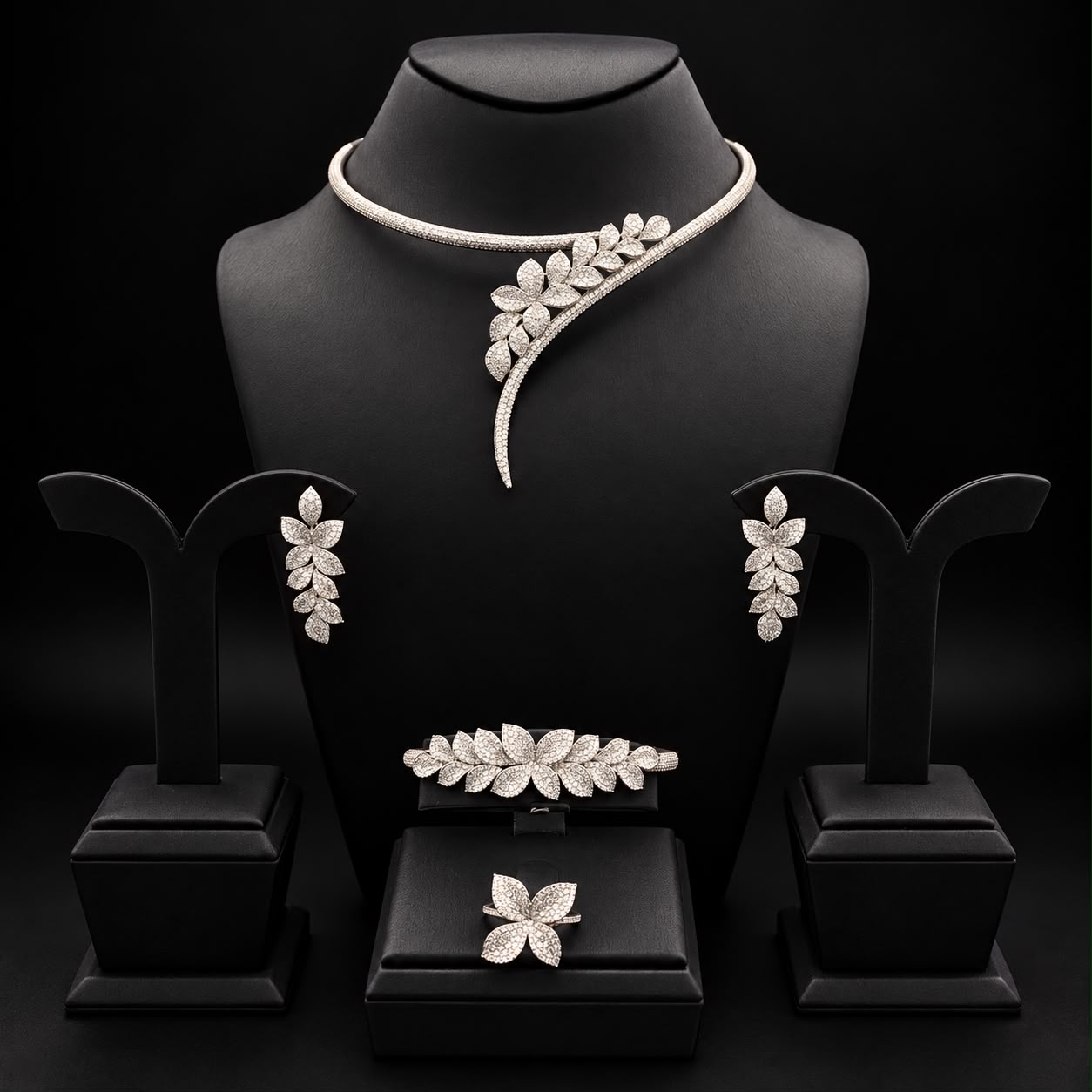  Flower Melody Zircon Choker Set 6