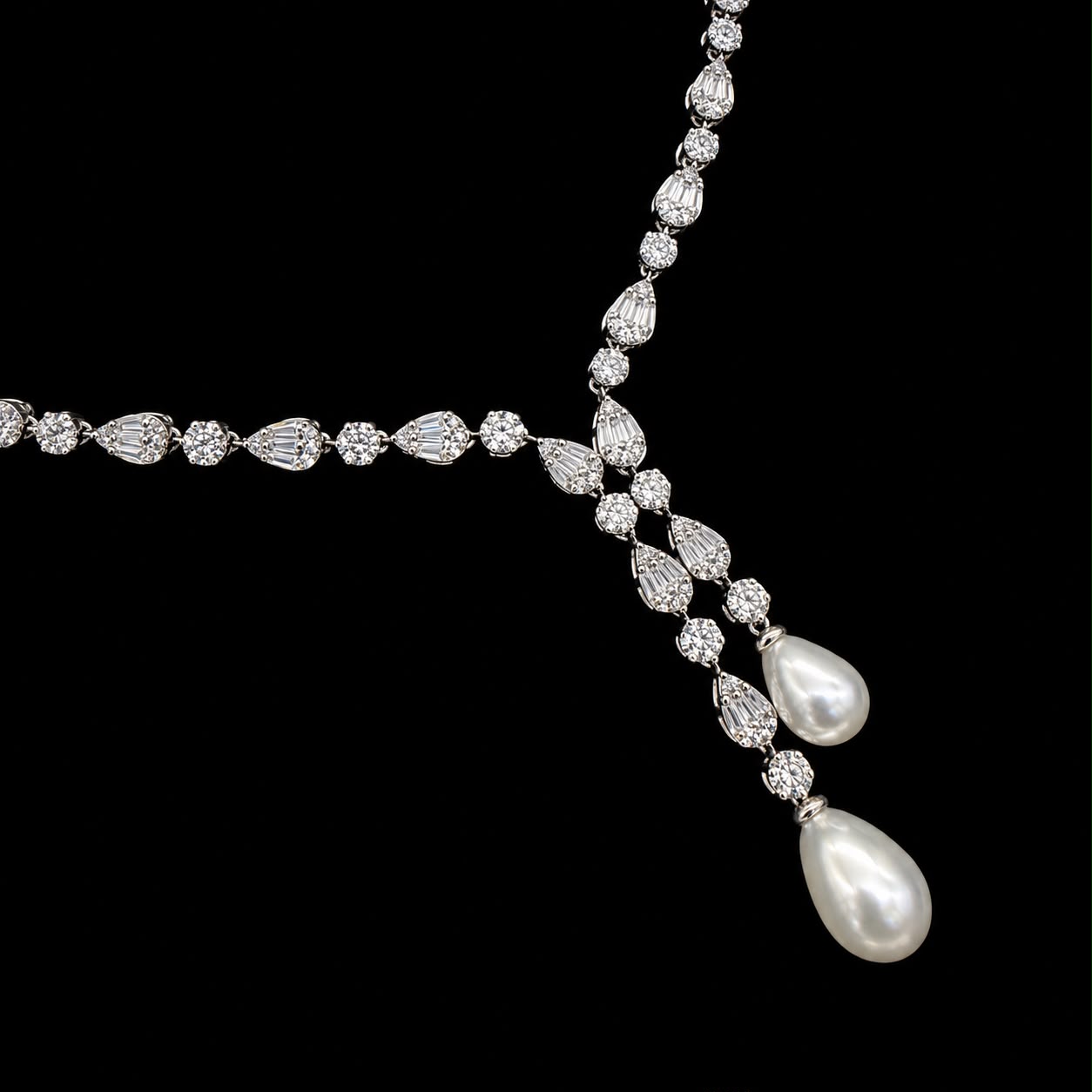 Royal Pear-Cut Cubic Zirconia & Pearl Jewelry Set 3