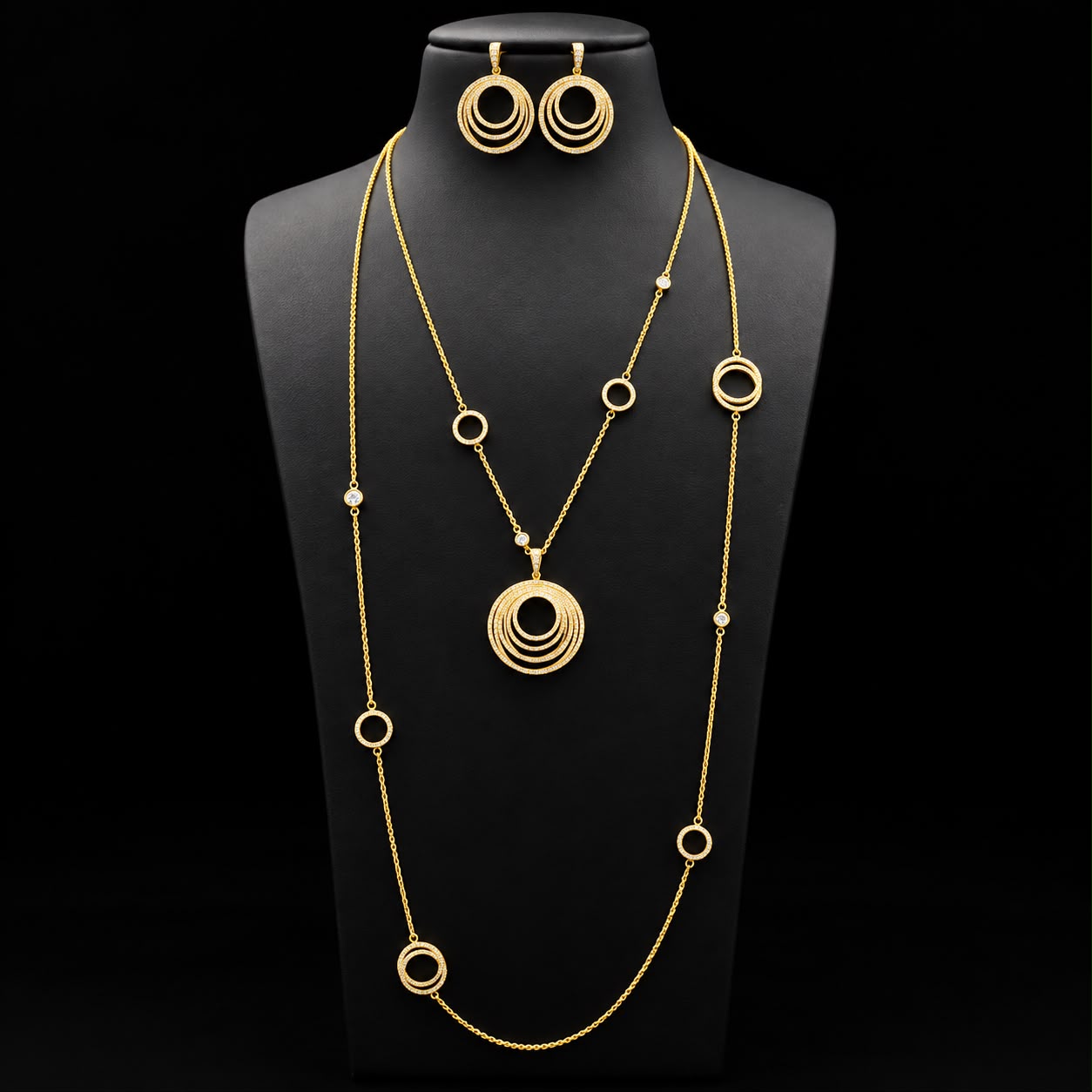 Halo Zircon Long Chain Set