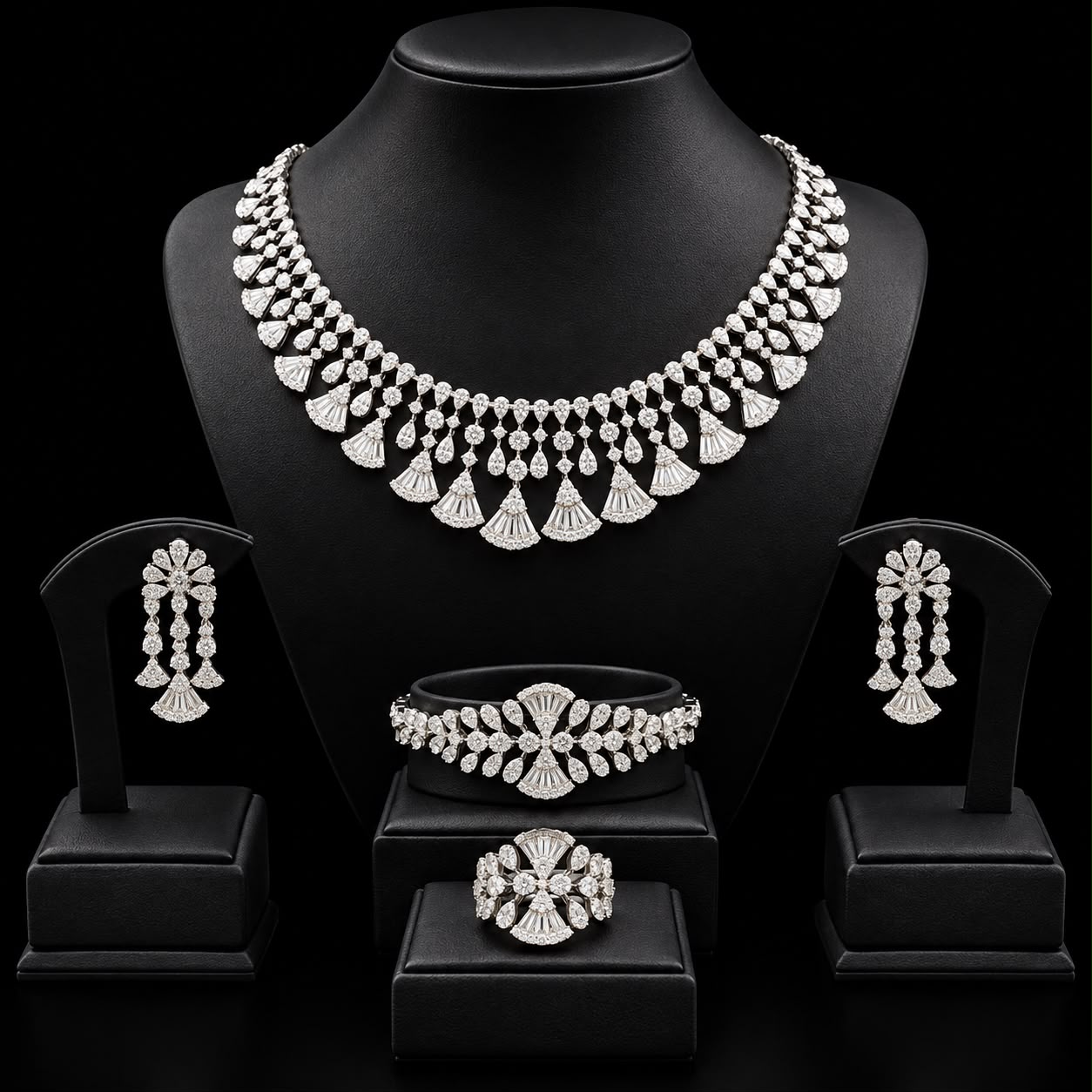 Celestia Fan-Drop Zircon Jewellery Set