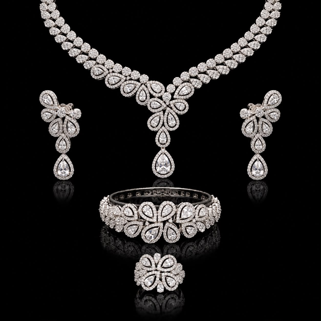 Grand Pear-Cut Zircon Bridal Necklace Set