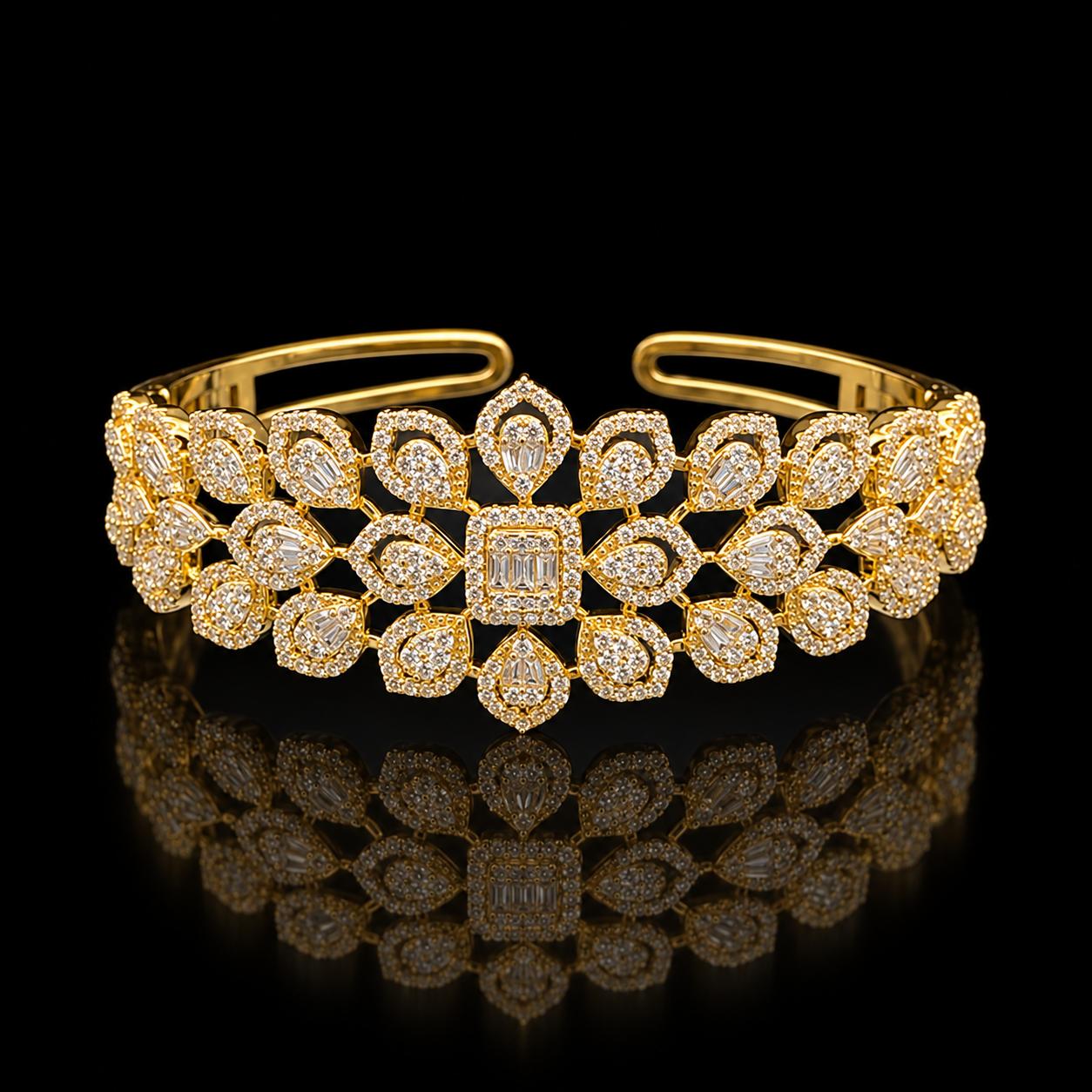 Royal Petal Zircon Bangle & Ring Set 5