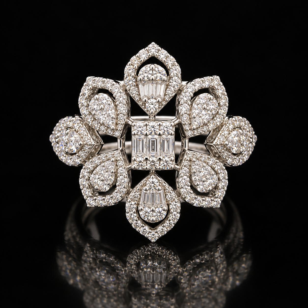 Royal Petal Zircon Bangle & Ring Set 3