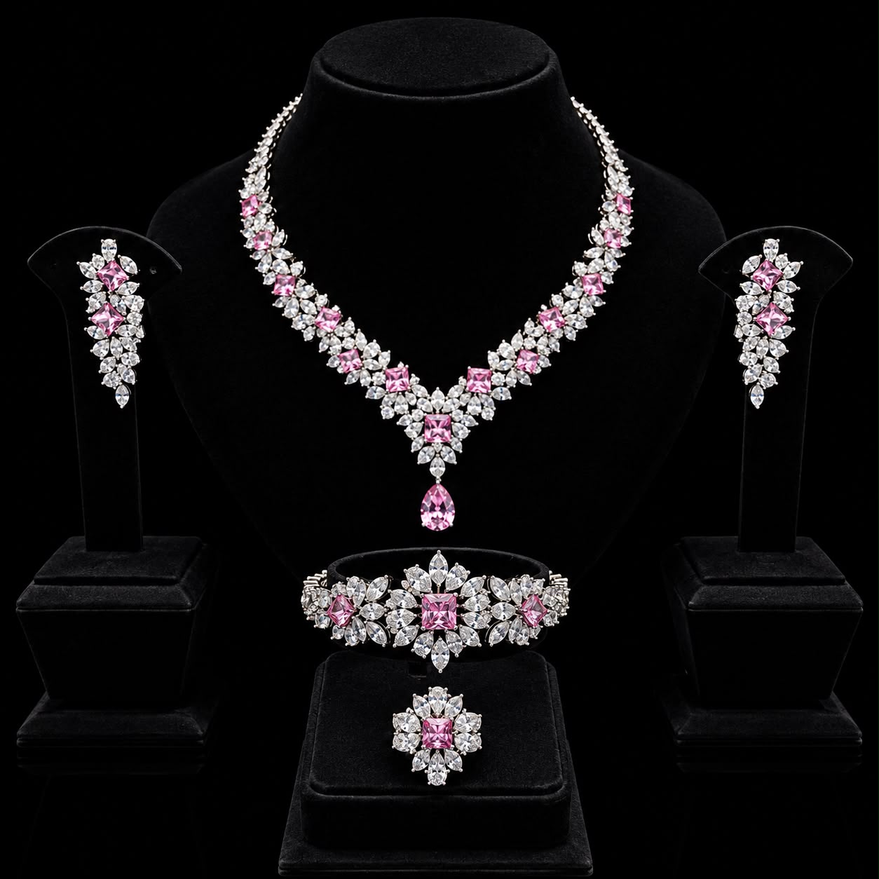 Pink Zircon Jewelry Set