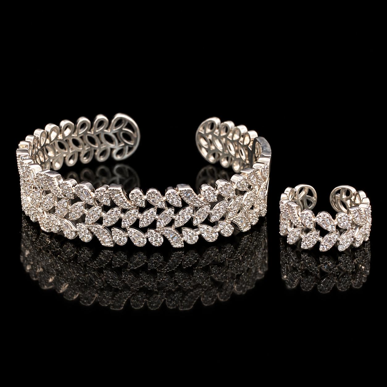 Leaf Melody Zircon Bangle & Ring Set 4