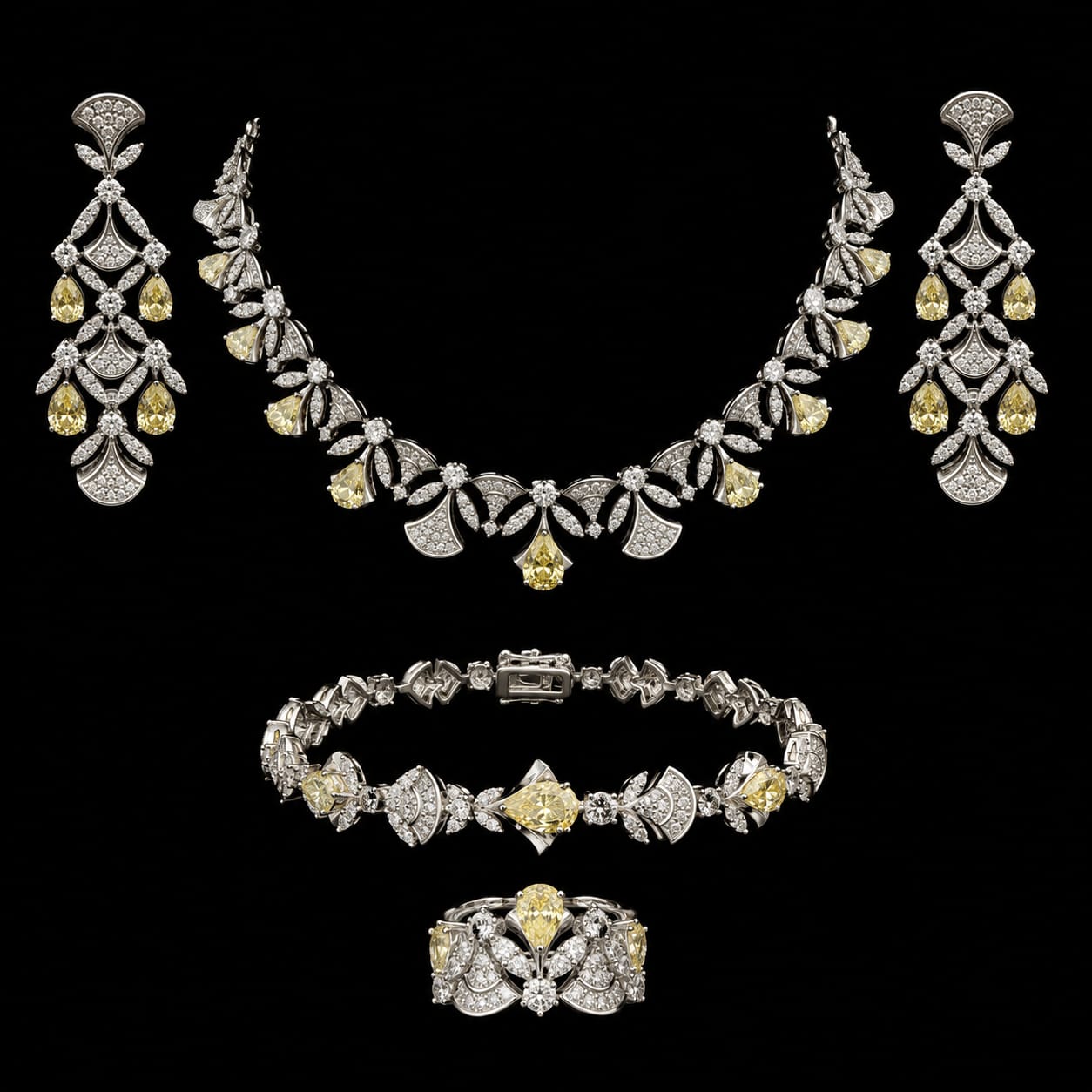 Royal Yellow Zircon Bridal Jewellery Set 2