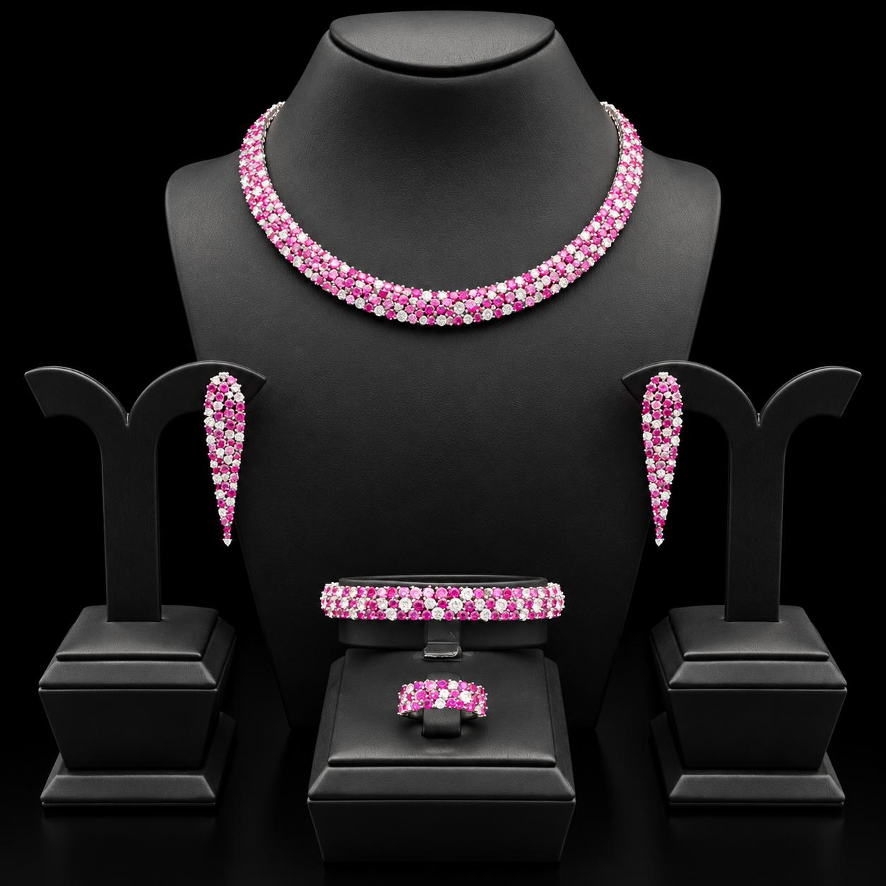 Rosy Spark Zircon Jewellery Set