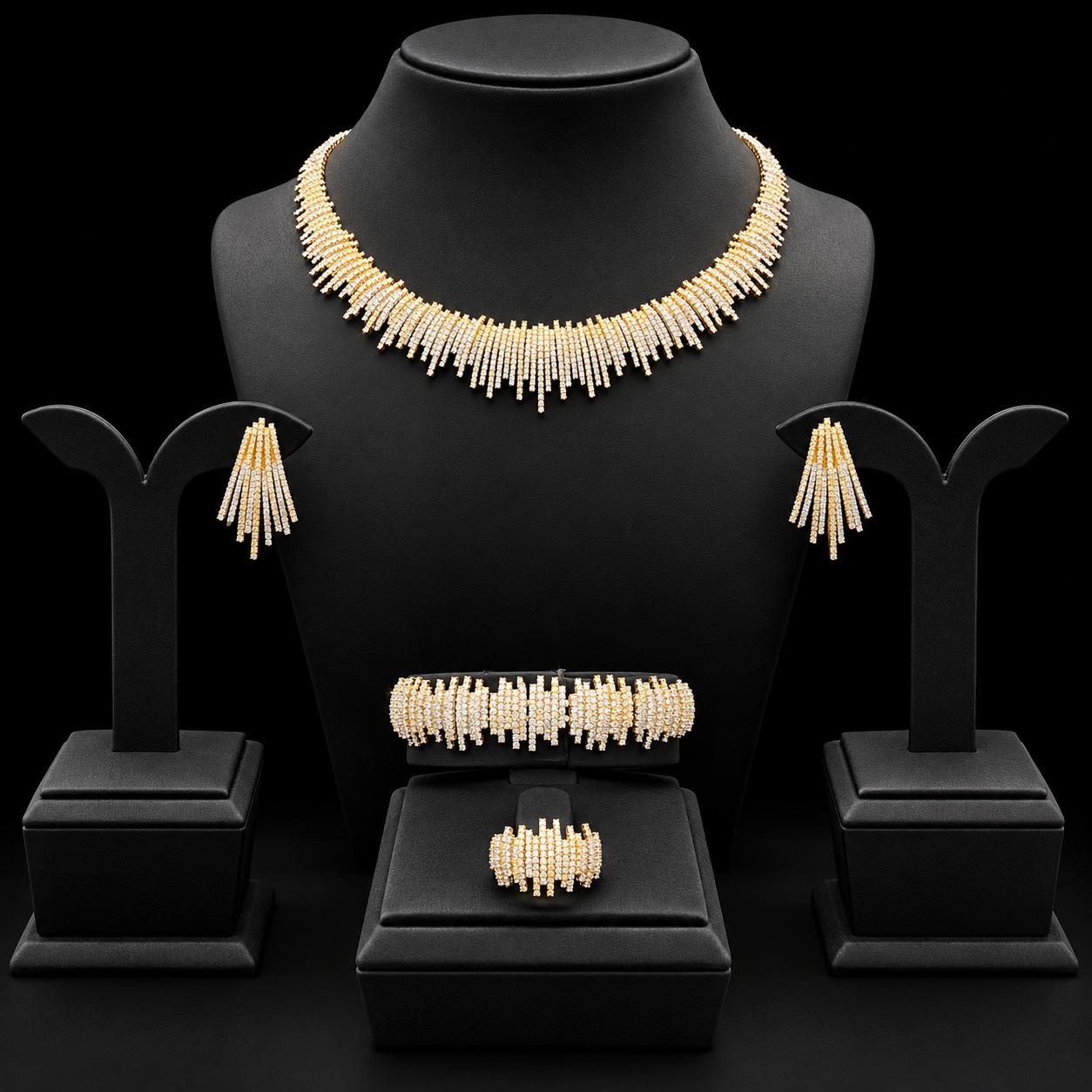 Radiant Lines Zircon Jewellery Set