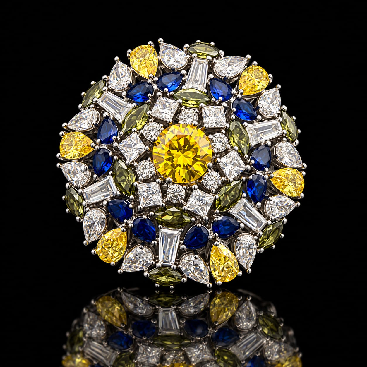 Multicolor Gemstone Floral Cocktail Ring 3