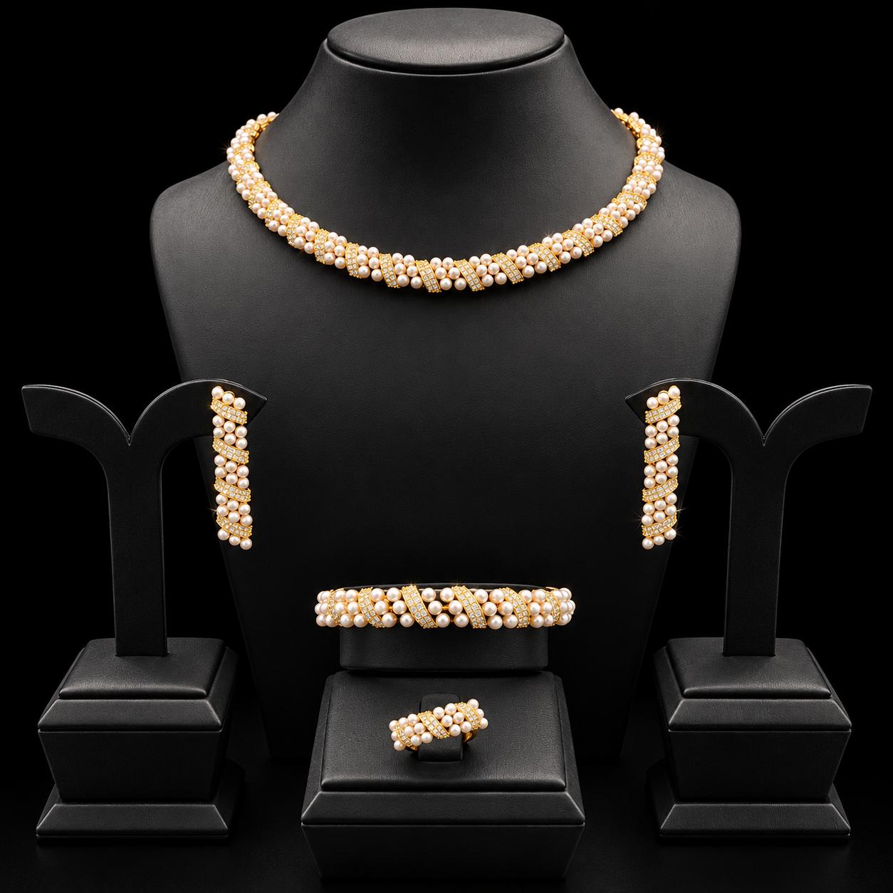 Pearl Twist Zircon Jewellery Set