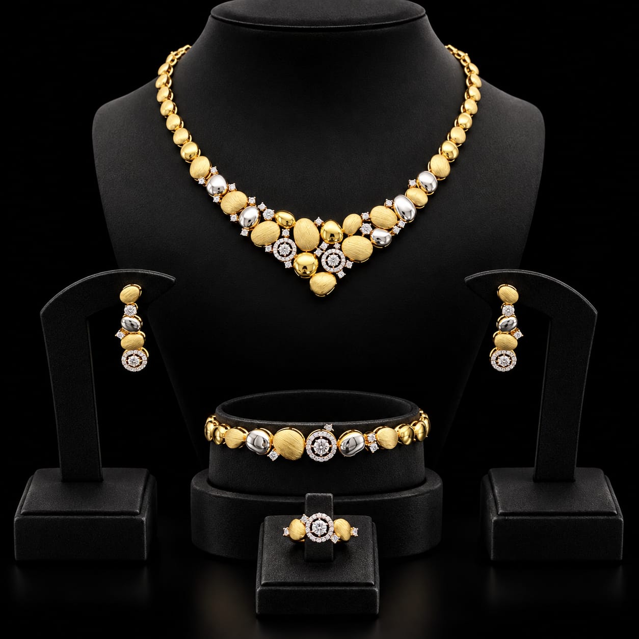 Lustre Two-Tone Zircon Jewellery Set