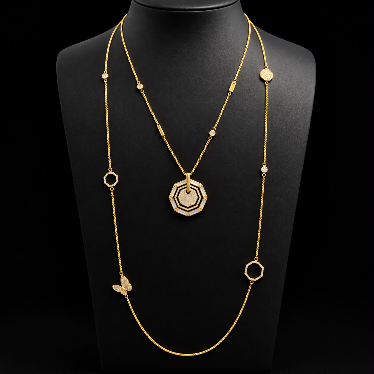 Geometric Grace Long Chain Zircon Set 2