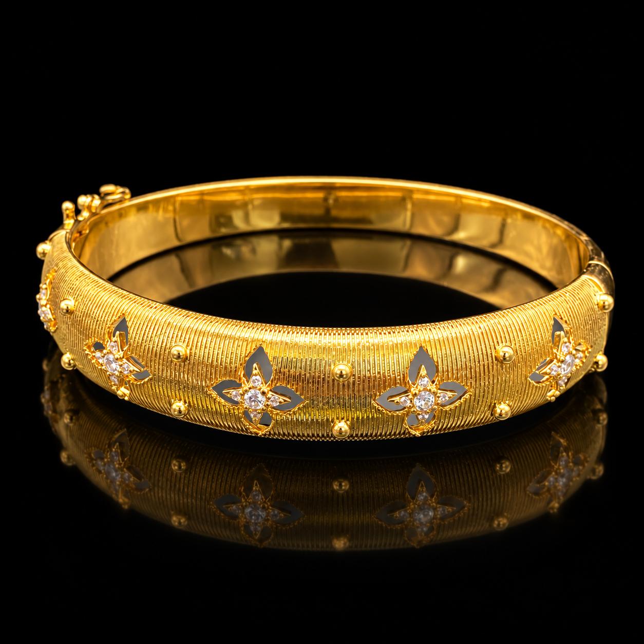 Floral Gleam Zircon Bangle & Ring Set 2
