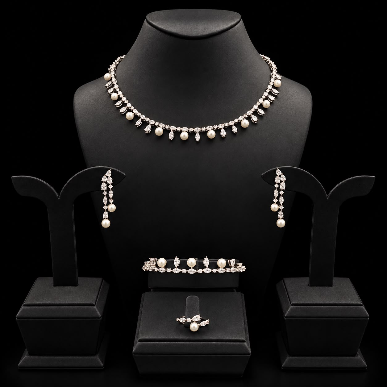 Pearl Petals Zircon Jewellery Set