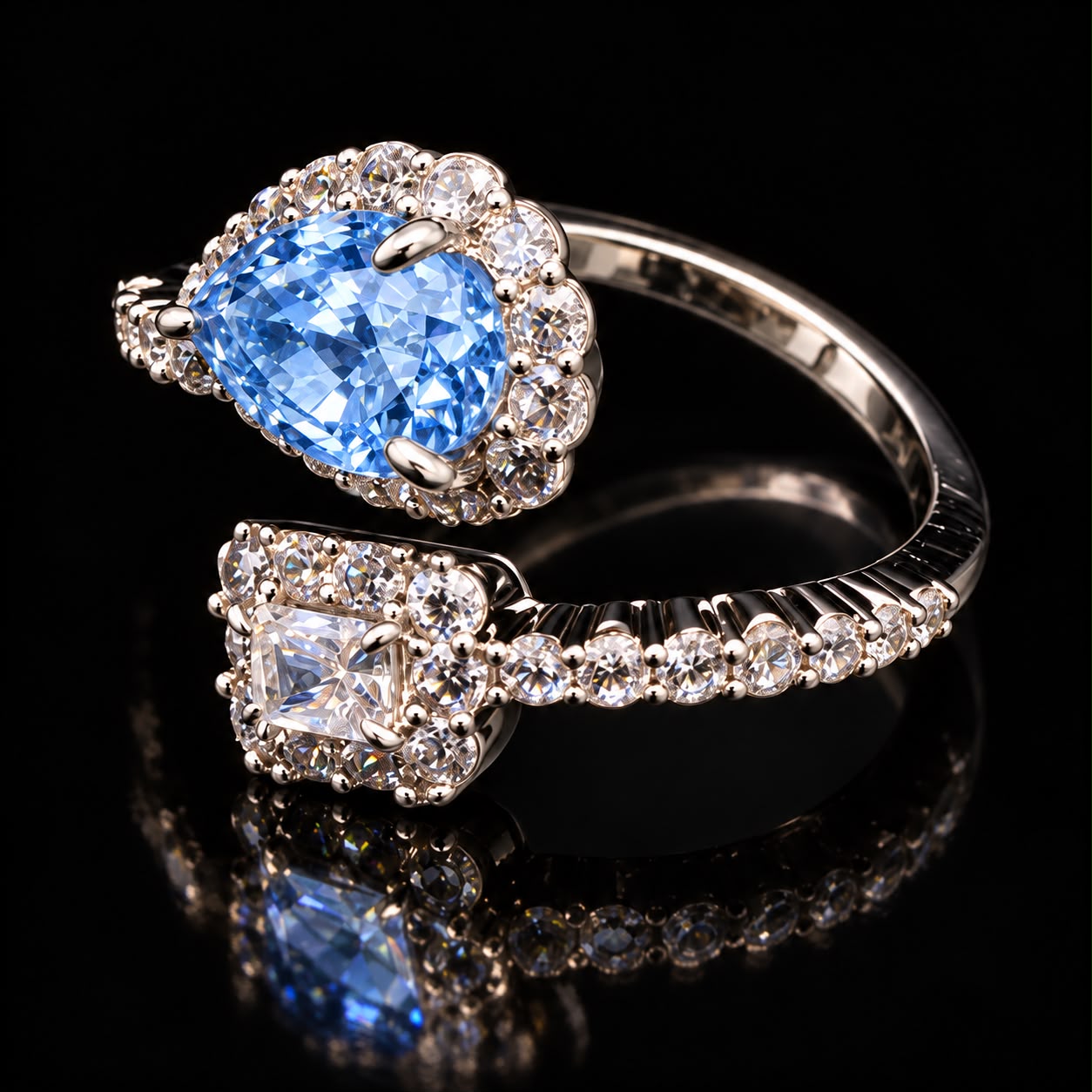 Dual Gemstone Open Zircon Ring 2