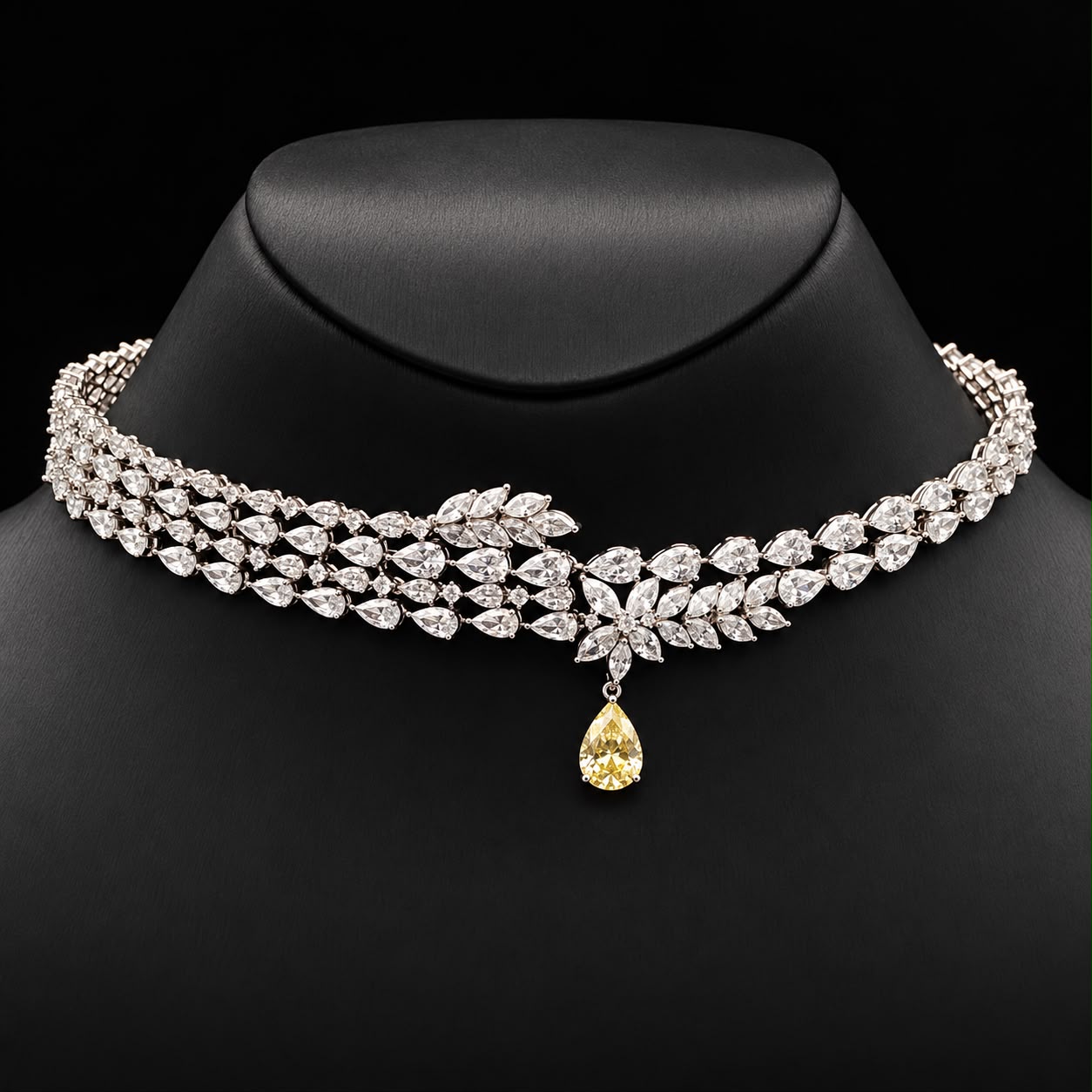 Floral Gleam Zircon Choker Set 2