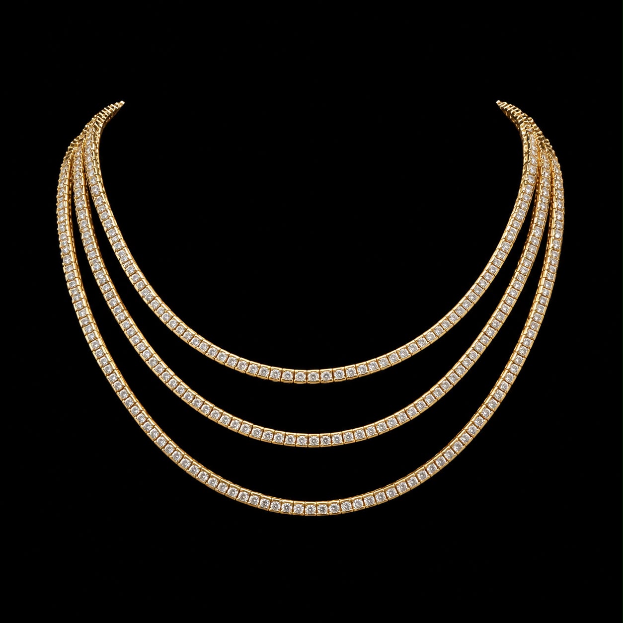 Grand Trio Gold Zircon Tennis Set