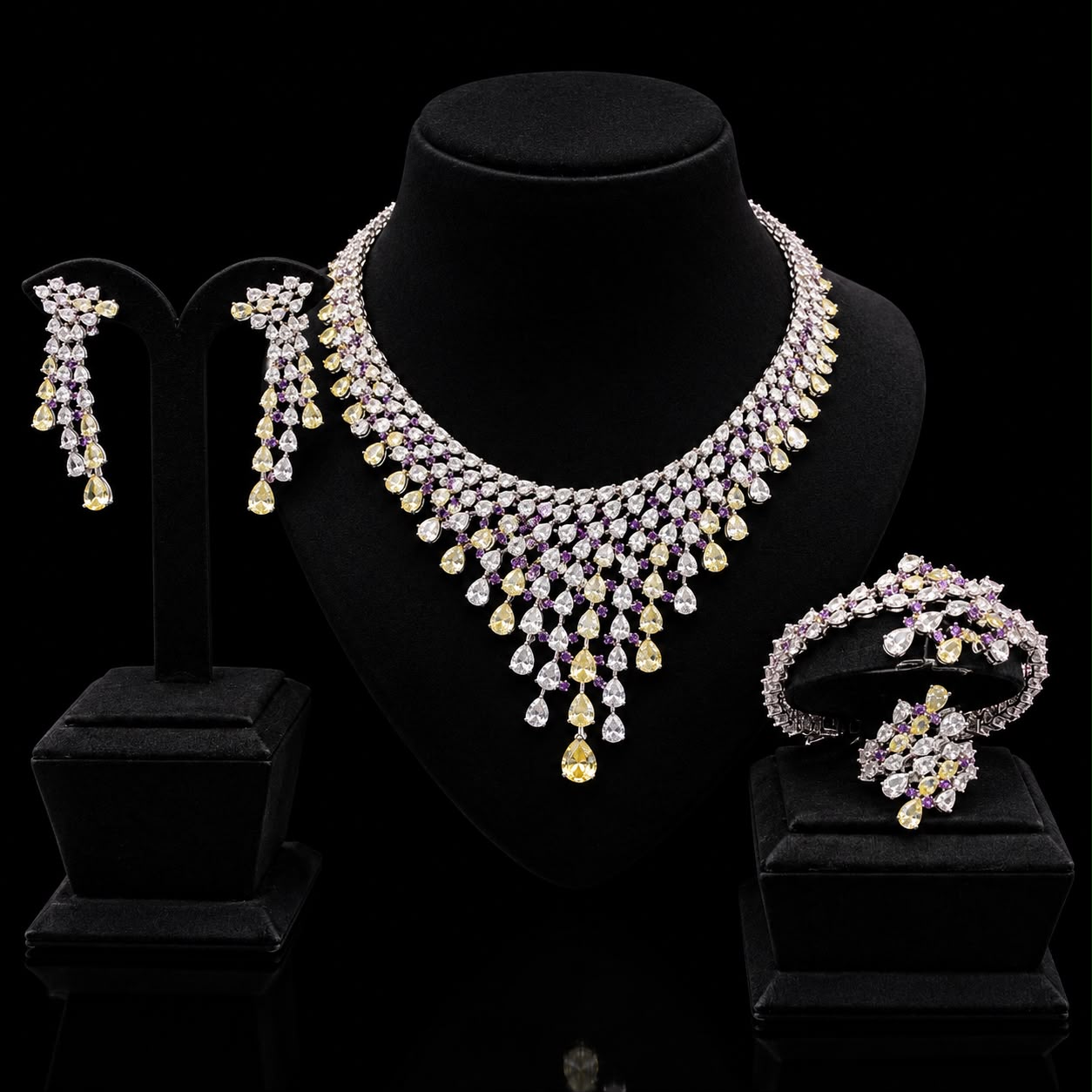 Amethyst & Canary Yellow Bridal Jewellery Set 2