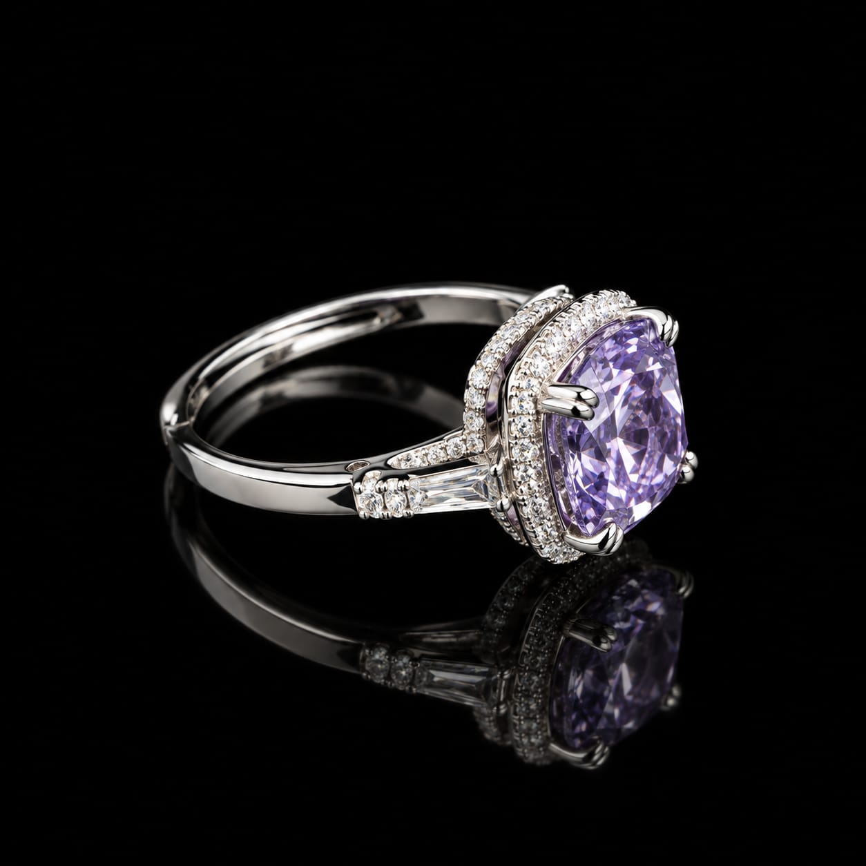 Blush Radiance Cushion Cut Halo Ring 4